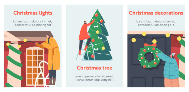 幸福的家庭装饰房子为圣诞卡通图片下载