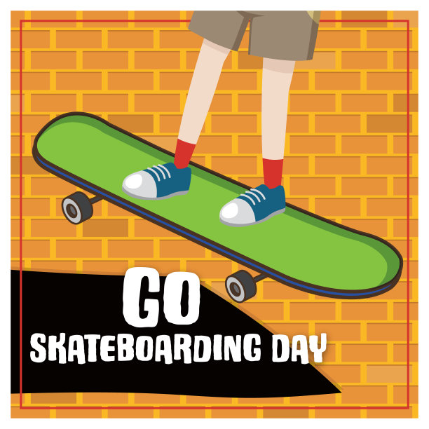 去滑板日横幅与腿上的滑板在卡通风格图片下载