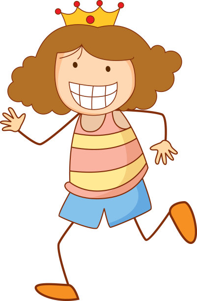 可爱的女孩卡通人物手绘涂鸦风格孤立图片下载