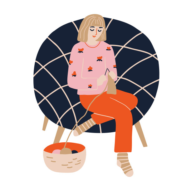 快乐的女人穿着睡衣和袜子坐在那里图片下载