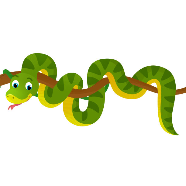 带有蛇动物插图的卡通场景图片下载