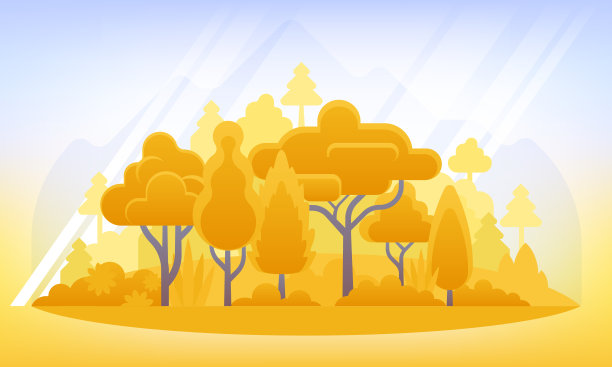 秋天的背景。矢量景观在平面风格图片下载