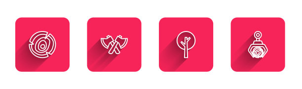 设置线原木斧头树和抓斗起重机图片下载