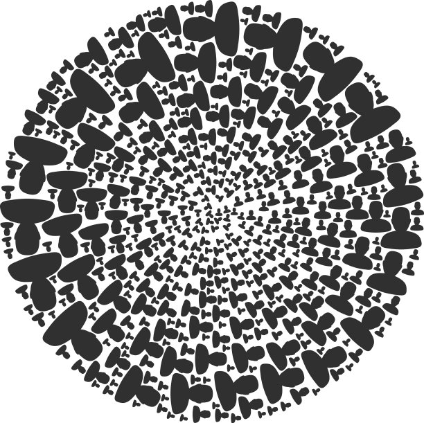 人物轮廓图标旋转球形球形马赛克图片下载