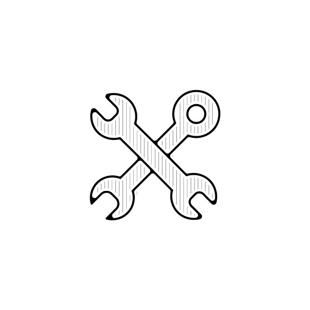 交叉扳手线性轮廓图标图片下载