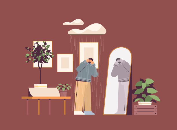 郁郁寡欢的男人在雨云下看着图片下载