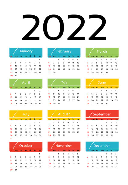 2022年的日历被隔离在白色背景上图片下载