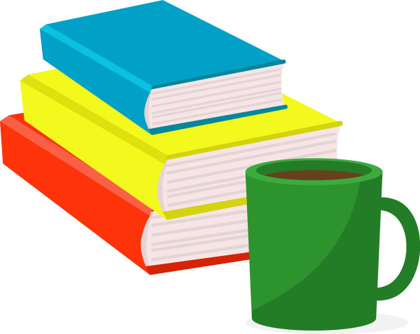 一杯咖啡和一本书在一个白色的孤立图片下载