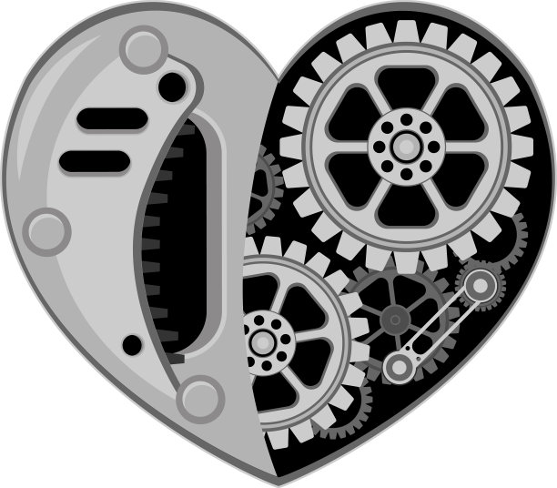 蒸汽朋克风格的机器人金属心图片下载