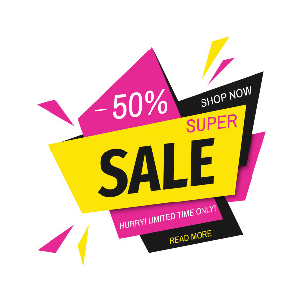 超级销售横幅彩色几何背景图片下载