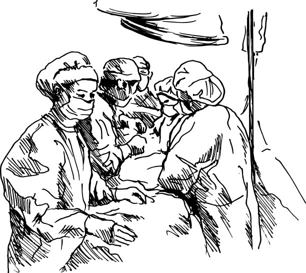 手术室里医生的手绘图图片下载