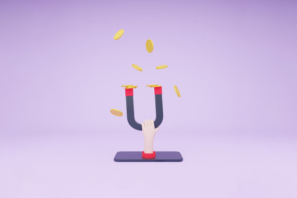 3D插画手拿着智能手机上的大磁铁吸引资金。赚钱理念，成功经营理念，财务成功。3 d渲染。图片下载