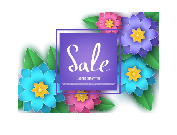 春夏季节的促销横幅用五颜六色图片下载