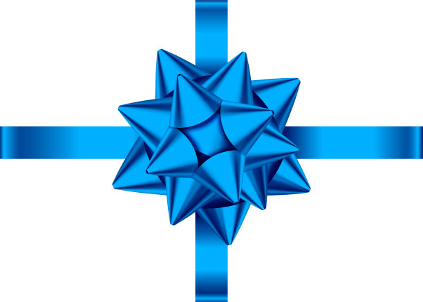 蓝色绸缎礼物缎带和蝴蝶结孤立在白色图片下载