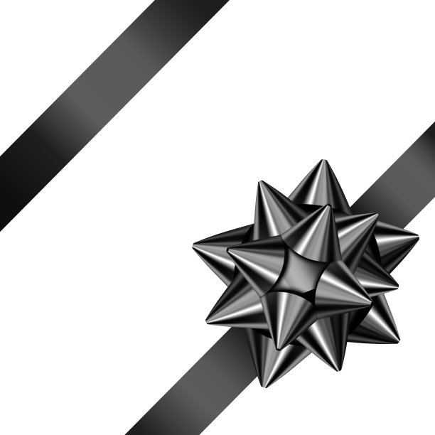 黑色蝴蝶结和丝带孤立在白色背景图片下载