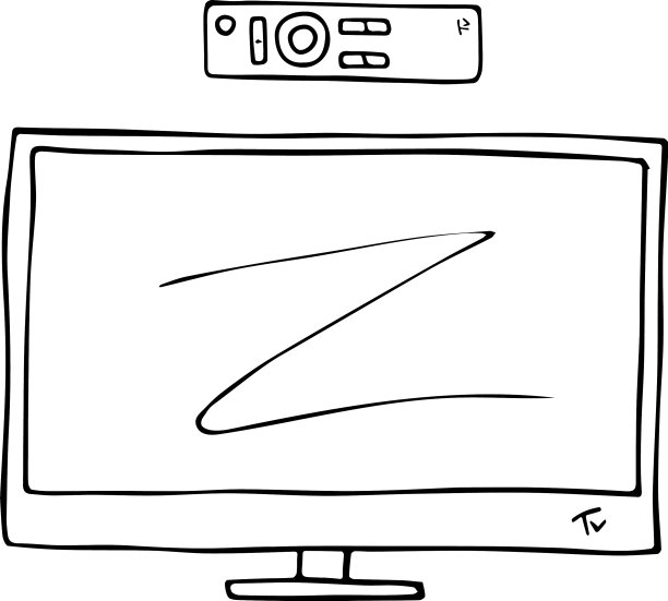 电视电脑屏幕显示器素描涂鸦图片下载