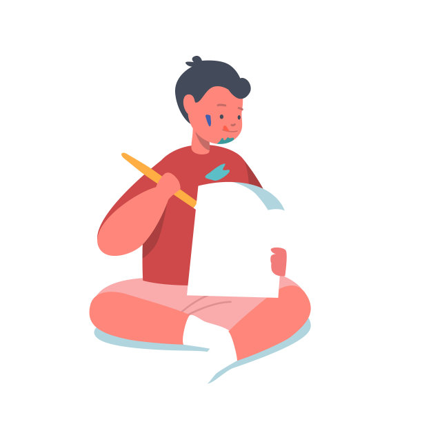 脸上沾着颜料的小男孩很享受图片下载