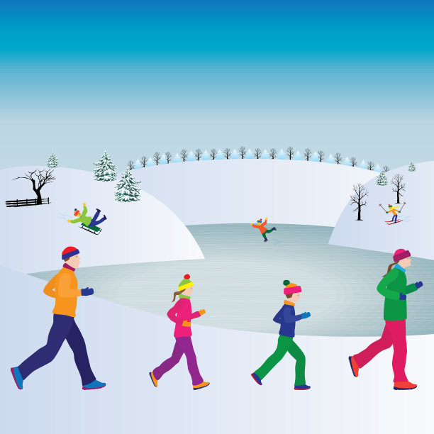 穿着冬天的衣服跑步图片下载