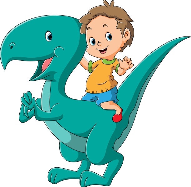 小男孩骑着巨龙图片下载