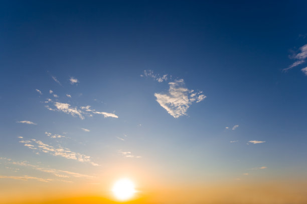 蓝色多云的天空，美丽的自然背景，戏剧性的日落图片下载