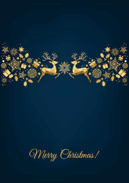 用圣诞驯鹿装饰的圣诞金饰图片下载