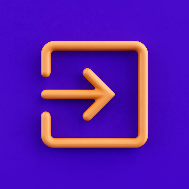 3d图标输入，轮廓黄色箭头图标，方向符号，3d渲染图片下载