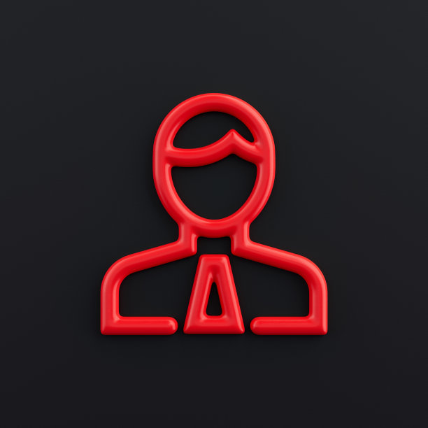 商务代理3d图标，红色办公图标轮廓，商务符号，3d渲染图片下载