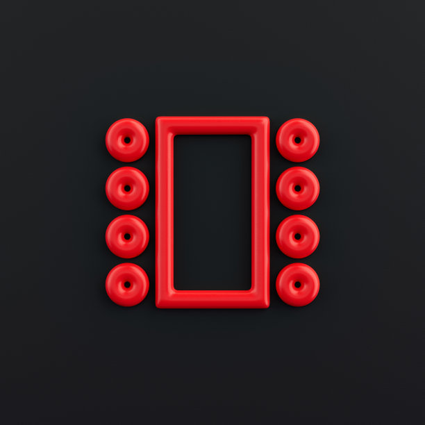 3d会议室图标，红色办公室图标轮廓，商业符号，3d渲染图片下载