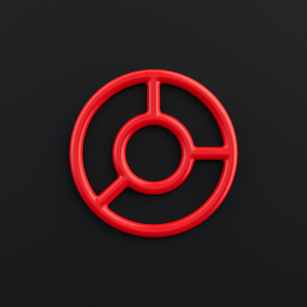 图表3d图标，轮廓红色金融图标，商业符号，3d渲染图片下载