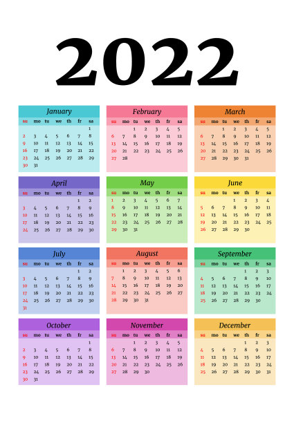 2022年的日历被隔离在白色背景上图片下载