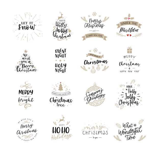 一套各种可爱的圣诞字母与图片下载