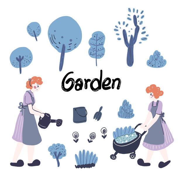 女孩在假期里整理了后花园图片下载