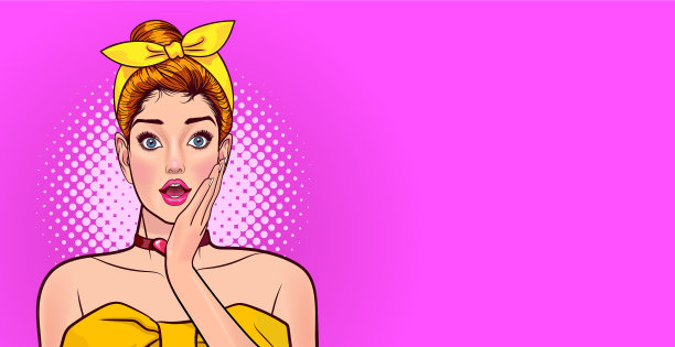 震惊的女人，惊讶的脸和举起手图片下载