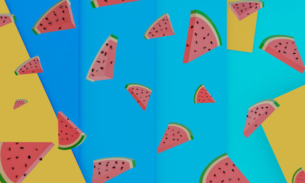 蓝色背景的西瓜片。图片下载