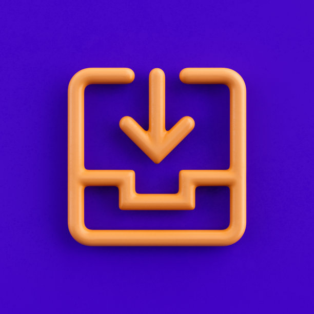 3d图标文件下载，轮廓黄色箭头图标，方向符号，3d渲染图片下载