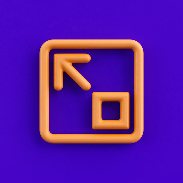 3d图标左上移动，轮廓黄色箭头图标，方向符号，3d渲染图片下载