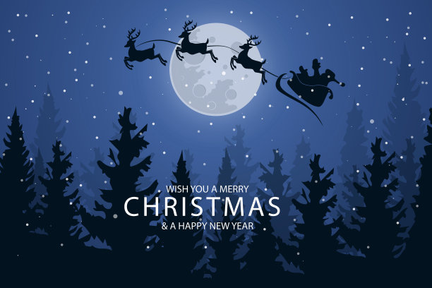 圣诞快乐，乘着圣诞老人的雪橇图片下载