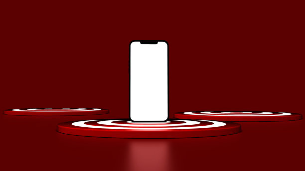 智能手机在靶上的红色背景。经营理念。3 d演示。图片下载