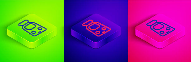 列车与铁路图标上孤立的等距线图片下载