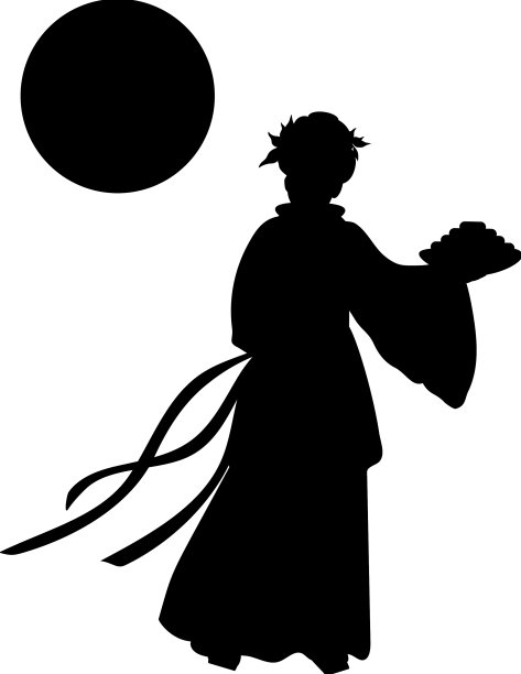 中国月亮女神和月饼的剪影图片下载