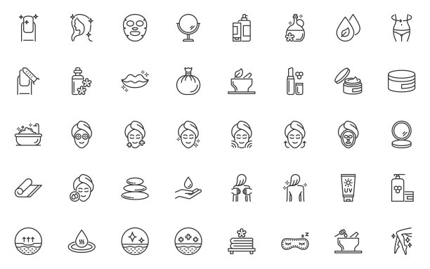 集自我护理系列icon、女性、保健、护肤、spa图片下载