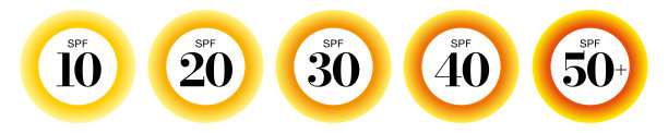 Spf防晒系数矢量图标集图片下载