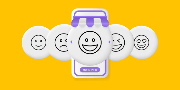 感情线图标。惊奇，有趣，大笑，惊讶圆脸，表情符号。感觉,emoji。情绪的概念。UI手机应用屏幕与人。矢量线图标的业务和广告图片下载