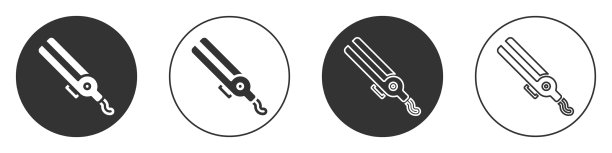 黑色卷发器的头发图标孤立在白色图片下载