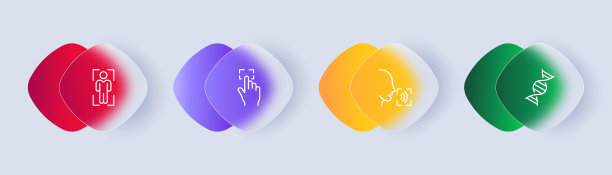 识别设置图标。生物识别，面部识别，语音，指纹，DNA。个人数据,验证。身份验证的概念。Glassmorphism风格。矢量线图标的业务图片下载