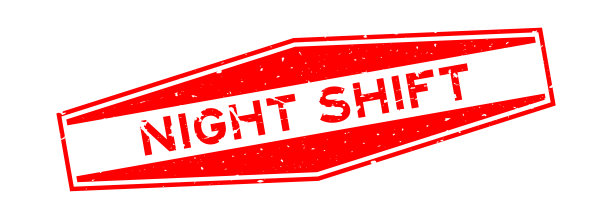 垃圾红色夜班字六边形橡胶印章印章上的白色背景图片下载