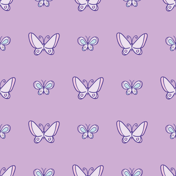 蝴蝶矢量图案，可爱卡通蝴蝶无缝重复图片下载