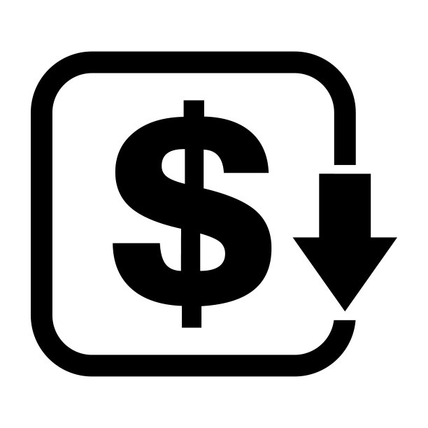 降低成本-美元图标减少。矢量图符号，背景已隔离图片下载