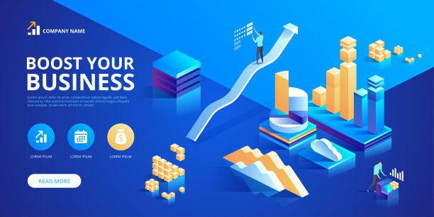 登陆页面模板促进您的业务。现代网页设计的等距设计理念，适用于网站和手机网站。易于编辑和自定义。矢量图图片下载