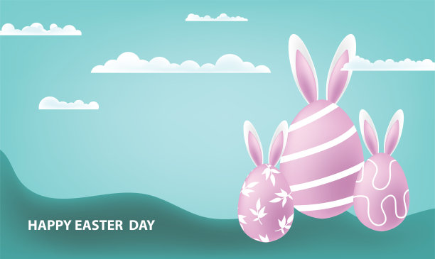 快乐复活节彩蛋兔子兔子背景标志图标矢量墙纸平面艺术海报模板矢量图片下载
